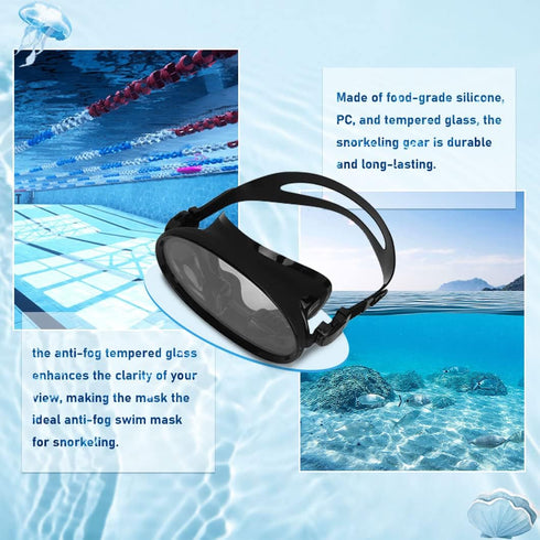 Gugxiom Adult Diving Mask Snorkel Gear, Anti Fog Swim Mask with Tempered Glass for Water Sports