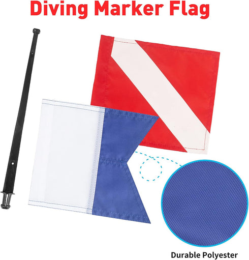 Inflatable Diving Safety Surface Marker Buoy - High Visibility Diver Down Torpedo Float with 2 Dive Flags