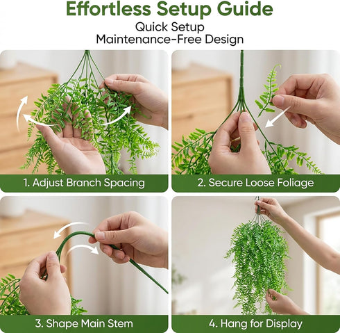 RAINFLOW 2PCS Decor(L31.5) Reptile Plants for Terrarium - Fake Hanging Terrarium Plants, Artificial Boston Fern