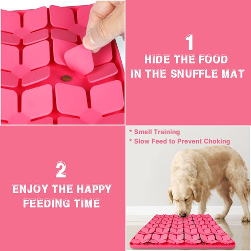Snuffle Mat for Dogs, 16“x16”, Premium Silicone Interactive Feed Game for Large Dogs, Encourages Natural Foraging Skills