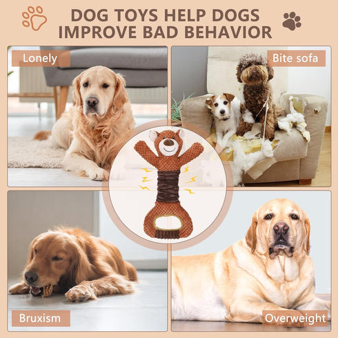 Squeaky Dog Toys for Large Dogs, Plush Tug of War Toy with Crinkle Paper, Interactive Pull Toy for All Dogs