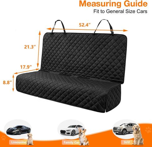 PETICON Waterproof Scratchproof Pet Bench Seat Covers for Cars, SUVs, Nonslip Durable Back Seat Cover for Dogs