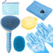 Bath Grooming Kit with Hair Brush, Towel & Scrubber Gloves - 6-in-1