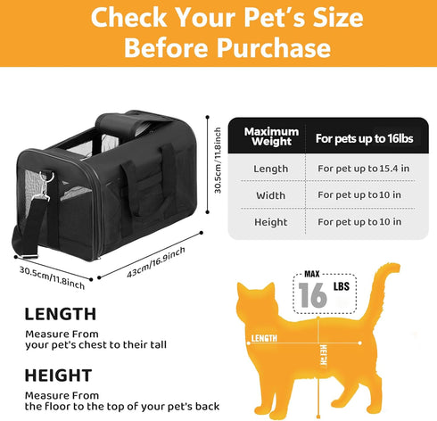 17" 12" 12", 17 lbs, Simple Deluxe Airline-Approved Cat Carrier, x x Soft-Sided Pet Carrier for Cats up to Durable