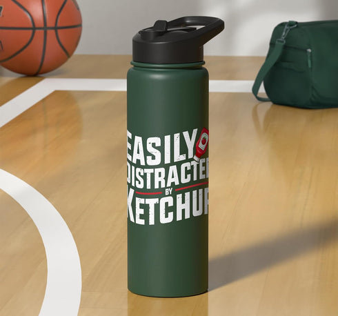Funny Ketchup Lover tee Easily Distracted By Ketchup Funny Ketchup Lover Stainless Steel Insulated Water Bottle