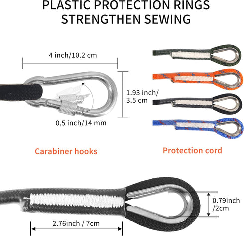 NewDoar Climbing Rope, High Strength Accessory Cord with 2 Steel Hooks for Outdoor Rescue and Safety