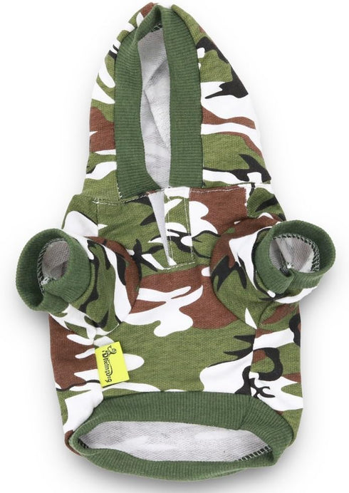 DroolingDog XS Dog Shirts, Camo Hoodie & T-Shirt for Small Dogs, XS, Green