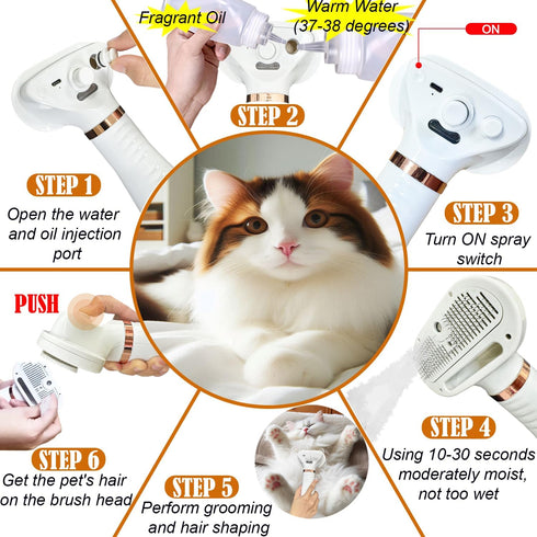 300W Quiet Pet Blow Dryer - Pet Hair Dryer for Small & Medium Dogs and Cats with Removal Comb & Silicone Bath Massage