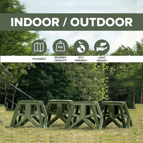 HOME ARCHIVE Folding Step Stool, Portable Camping Chair, Nonslip Platform, Lightweight Plastic Construction, Army Green