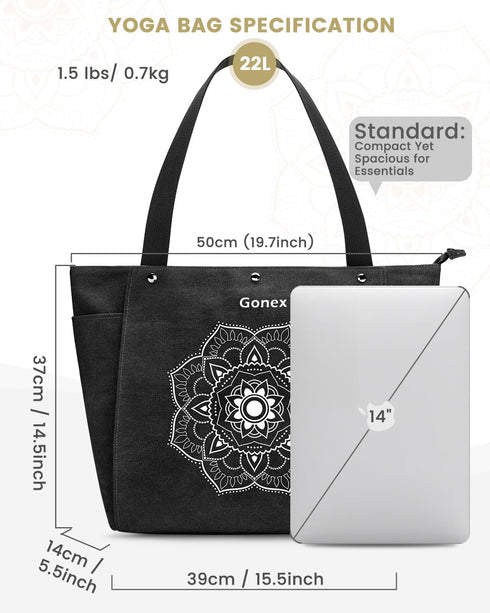 Gonex Yoga Mat Bag, Yoga Gym Bag Tote Bag with Multi Pockets For Women Men, Canvas Yoga Mat Carrier Take in Out Mat