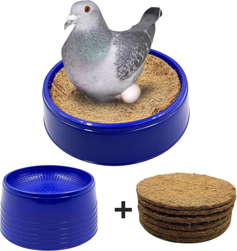 6PCS Pigeon Nest Bowl, Plastic Bird Nest with Coconut Palm Mat for Racing Pigeons, Doves, and Small Birds