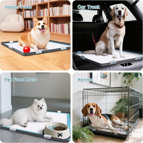 TIMOHCR 27" 27" 6 Pee Pad Tray Holder for Dog,Silicone Dog Puppy Pad Holder, x No Spill Raised Lip High Edge,Portable