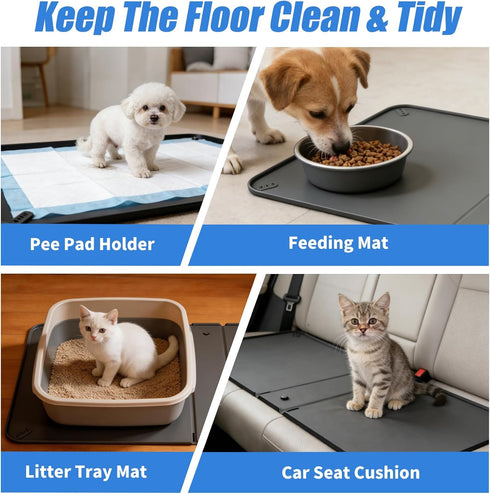 Risirica Holder,25"x35" 4 Pee Pad Holder for Dogs,Silicone Dog Puppy Pad Non-Slip Silicone Puppy Pad Holder with Tower