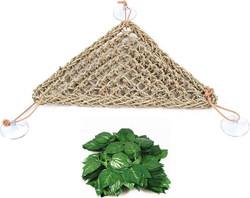 kathson Bearded Dragon Hammock with Suction Cups, 2 PCS Reptile Terrarium Leaves, Habitat Decor for Lizards, Snakes,