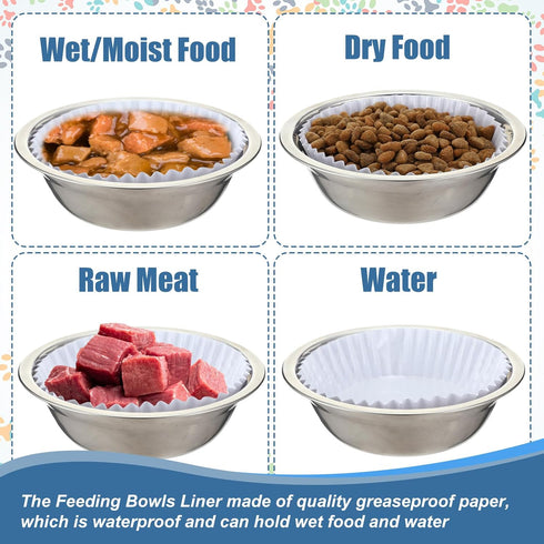 Hushee 300 Pcs PET Disposable Feeding Bowls Liner - Small Paper Bowls for Cat Food, 4 x 1.2 Inch for Small Dogs