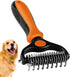 Undercoat Rake for Dogs, 2 in 1 Dematting Comb & DeShedding Tool for Long Hair Cats, Reduces Shedding