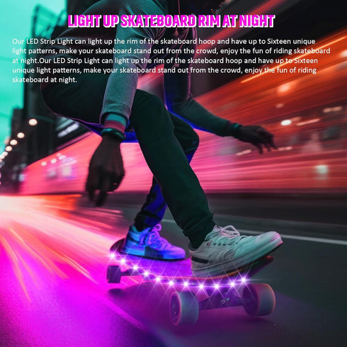 Upgraded USB Charging LED Skateboard Light, Remote Control Rim Light, 16 Color Change, Waterproof, Shockproof
