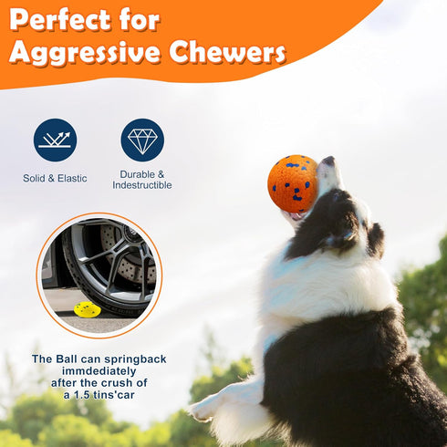 2 Pack Indestructible Dog Tennis Balls, Durable Bouncy Toy Balls for Aggressive Chewers, Interactive Fetch Water Toys