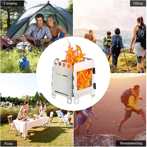 Lixada Portable Camping Stove - Wood Burning & Stainless Steel Alcohol Stove for Outdoor Use