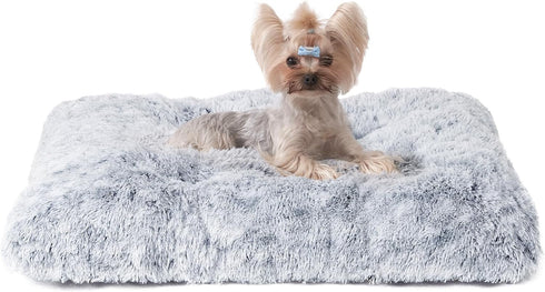 EHEYCIGA Fluffy Dog Crate Pad, Plush Faux Fur Anti-Anxiety Small Dog Bed, Washable Soft Warm Mat with Non-Slip Bottom