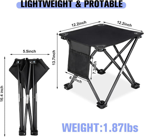 2 Pack KABOER Folding Camping Stool Portable Outdoor Camping Chair for Fishing BBQ Hiking Gardening Beach Travel