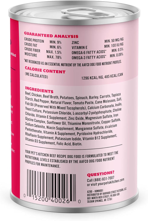 13.2 oz (Pack 6), Your PET'S Kitchen Wet Dog Food, Beef Recipe - Cans of Made in The USA with Real Beef