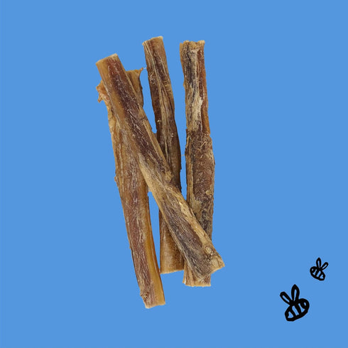 Honey I'm Home Bully Sticks Buffalo Dog Chews, 6 Inches, 5 Pieces, All Natural, Grain Free, Honey Coated