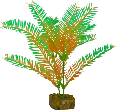 GloFish Plant Aquarium Décor, Medium Green and Orange, Fluorescent Under Blue LED Light