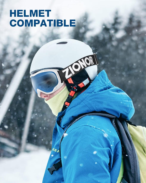 ZIONOR Lagopus B1 Ski Goggles, OTG Anti-fog Snow Goggles for Men Women Adult Youth
