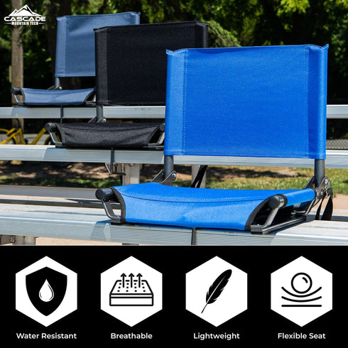 17" Cascade Mountain Tech Stadium Seat - Lightweight, Portable Folding Chair for Bleachers and Benches - Navy