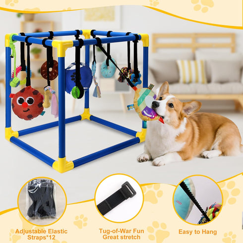 VYNALTIX 12 12 Puppy Play Gym with Toys, Removable Dog Enrichment Playground, Interactive Indoor Training Activity