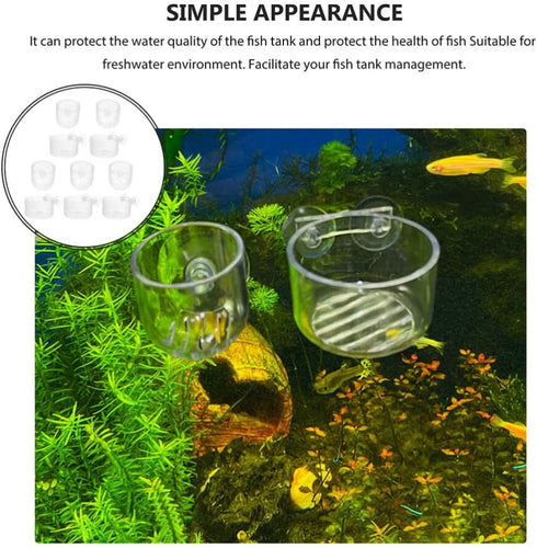 10pcs Fish Tank Planter Decor, Acrylic Plant Cup Holders for Fish Tank Supplies and Bait Feeder