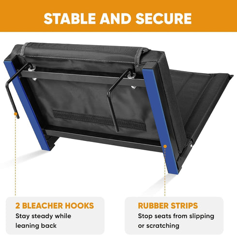 APEXUP Stadium Seats with Back Support, Portable Bleacher Seat with Large Pocket and Cup Holder, Wide Stadium Chair