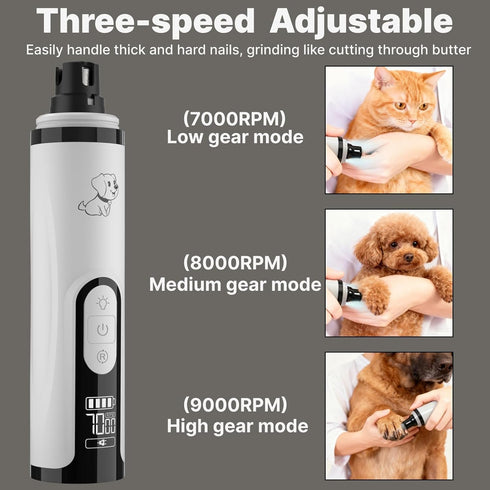 Trimmers 3 (2 Silent Groom Pro Dog Nail Grinder -Professional Cat & Dog Nail with light & Speeds, Pet Nail Grinder