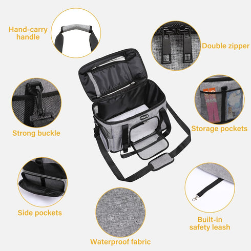 MOSISO Airline Approved Pet Carrier - Top-Expandable Soft Carrier Bag for Small Medium Cats/Dogs Under 22 LB, Grey