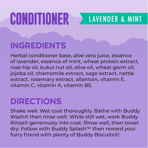 16 oz. Buddy Rinse Conditioner for Dog Grooming Dog, Lavender & Mint, Bottle