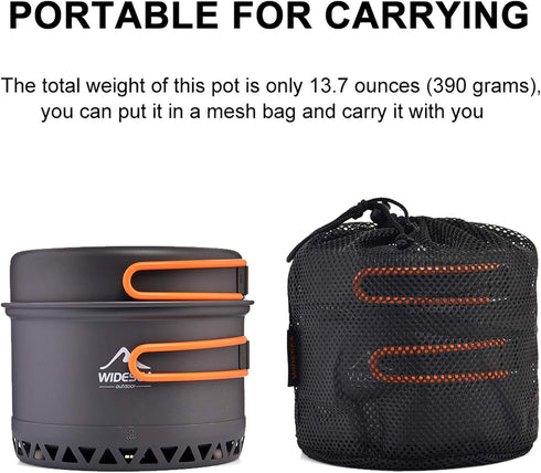widesea Camping Cookware Outdoor Pot Pan, Heat Exchange Design Cooking Equipment for Hiking Travel