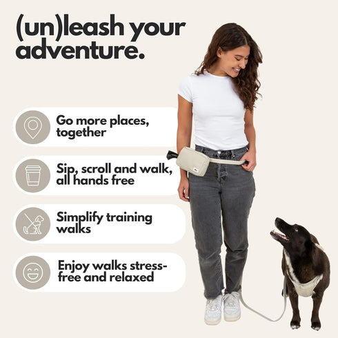 Hands Free Dog Leash with Treat Pouch Waterproof Cross Body & Waist Leash for Dog Walking and Training with Poop Bag