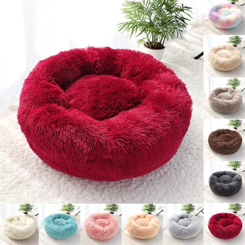 Cat Beds for Indoor Cats, Washable 20/24 inches, Anti-Anxiety Round Fluffy Plush Faux Fur Bed for Small Medium Dogs