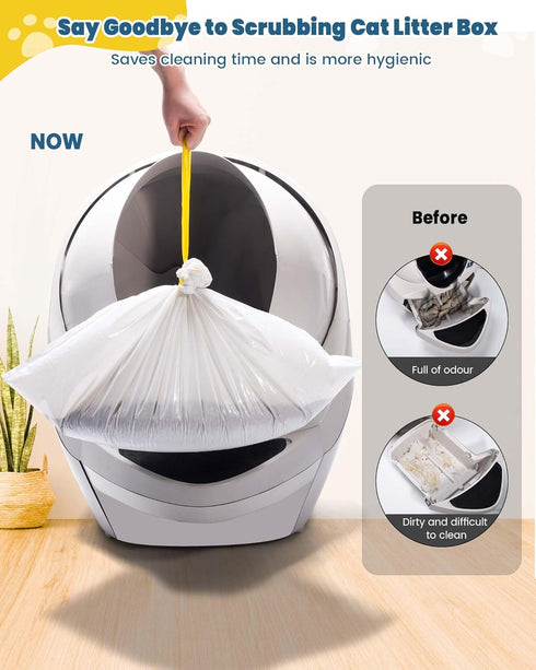 3/4, 2 57 Count 5-9 KONE Cat Litter Bags for Robot mil Thickened Drawstring Waste Drawer Liners Compatible with Most