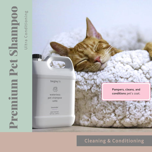 Begley's No Rinse Waterless Pet Shampoo, Bathless Cleaning, Deodorizing, and Odor Removal for a Shiny, Fresh Smelling