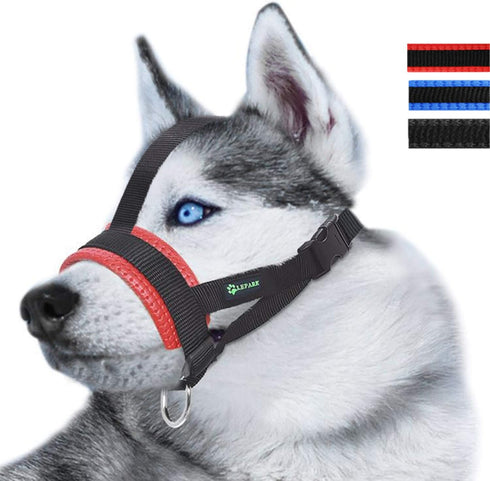 Head Strap Dog Muzzle Prevents Taking Off by Paws for Small, Medium and Large Dogs (XL/Red)