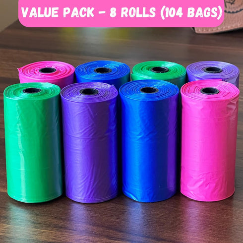 8 (104 (8 Baby Diaper Bag Disposable Refill Rolls Diaper Sacks) Dog Poop Waste Bags Cat Litter Clump & Poop Bags