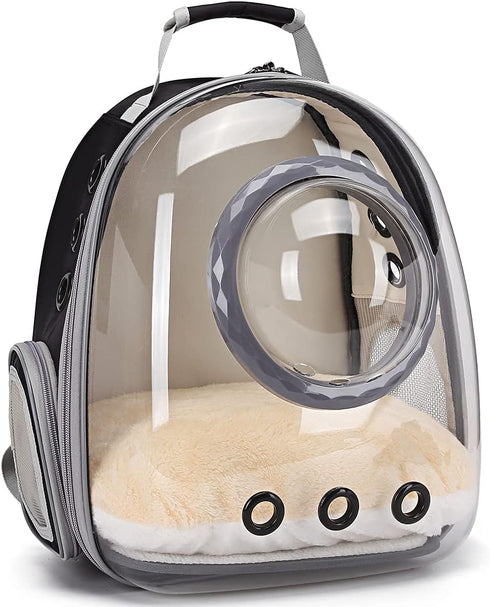 Bubble Cat Carrier Backpack - Transparent Pet Carrier for Small Puppy and Bunny (Backpack, Black)