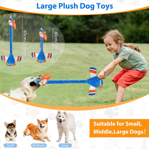 Squeaky Dog Toys for Large Dogs | Tough Tug of War Puppy Toy | Cute Animal Design Plush Chew Toys
