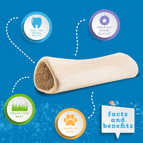 Jack&Pup Filled Dog Bones for Aggressive Chewers, 5 to 6" Chew Treats - Bacon and Cheese Flavor - All Natural