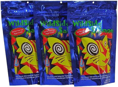 WildSide Salmon Freeze Dried Cat Treats, Healthy Organic Cat Food, 3 Ounces (3 Pack)