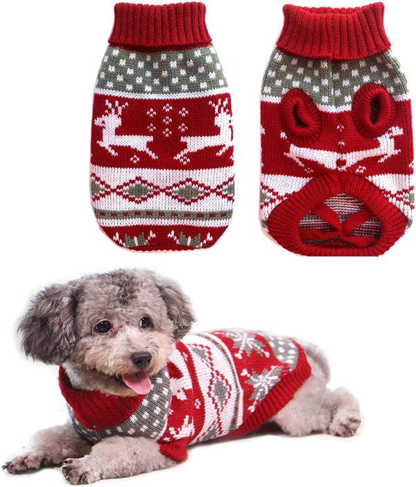 Vehomy Dog Christmas Sweaters Pet Winter Knitwear, Classic Warm Coats Reindeer Snowflake Argyle Sweater for Kitty Puppy