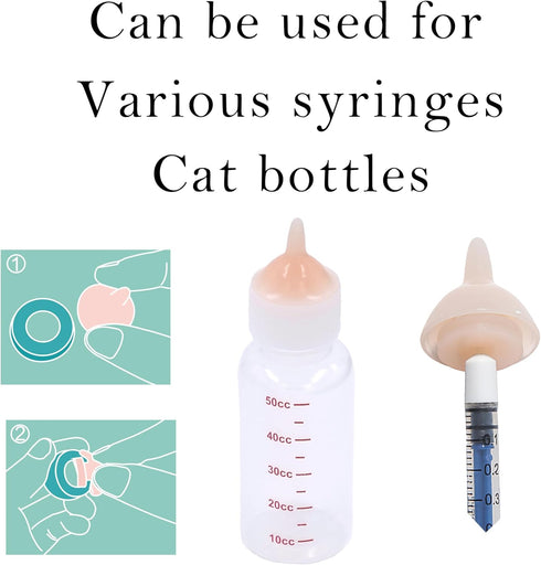 Doggiema Feeding Nipple and Syringes,Puppy Kitten Nipple for Nursing, Newborn Baby Dog Cat Rabbit Feeding Nipple