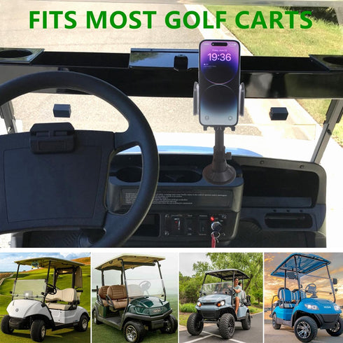 Golf Cart Phone Holder, Golf Cart Accessories Universal Cup Holder Phone Mount for All 4.7-6.8" Cell Phones, Fit EZGO Club Car Yamaha